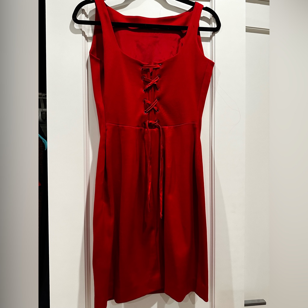 Emanuel Ungaro Red Mini Dress Lace Up Front